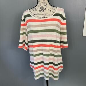 Time and Tru short sleeve striped slightly sheer t-shirt